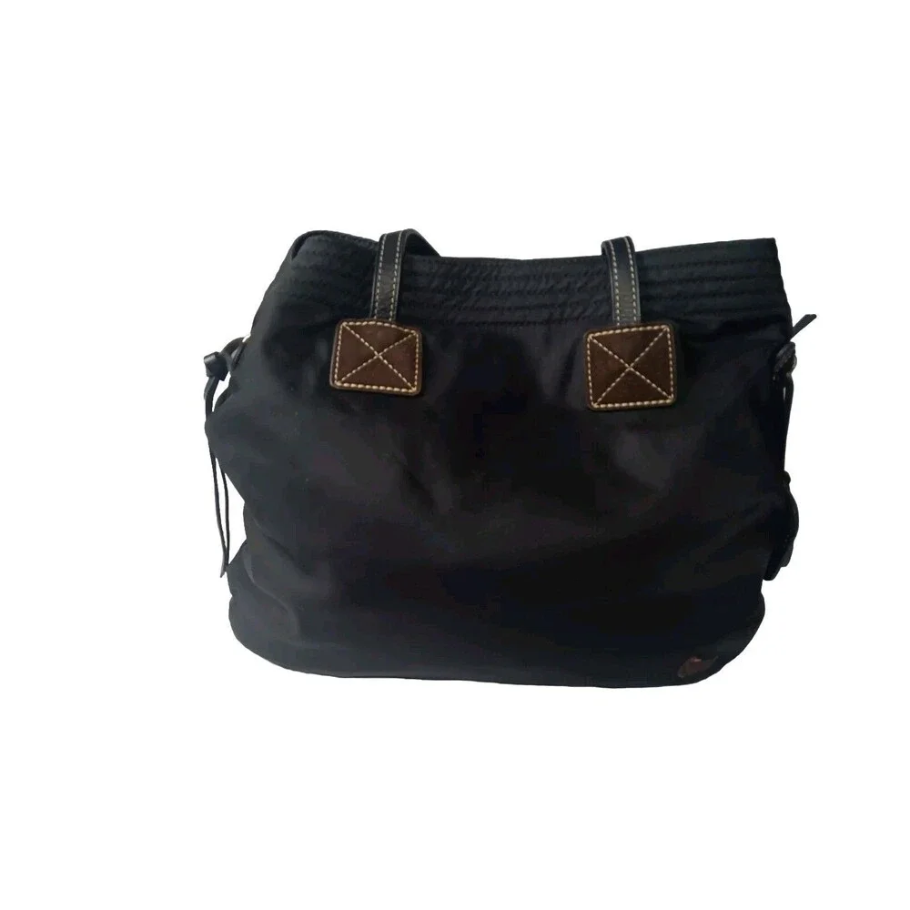 Dooney & Bourke Victoria Black Nylon Tote Leather Trim Handbag